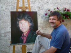 Author with portrait of M. Jagger